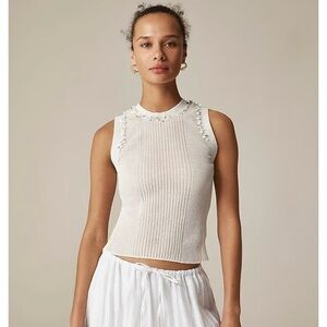 NWT J. Crew Sheer Ruffle-trim Tank Top Sequin Embellishments White